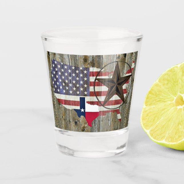 Texas Lone Star State Flag Map Shot Glass (Front)
