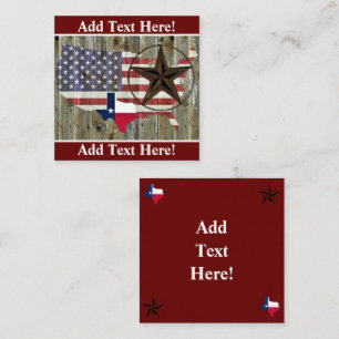 Texas Lone Star State Flag Map Square Business Card