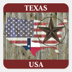 Texas Lone Star State Flag Map Square Sticker