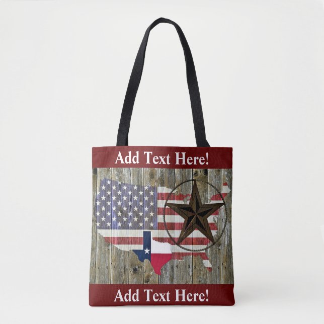Texas Lone Star State Flag Map Tote Bag (Front)