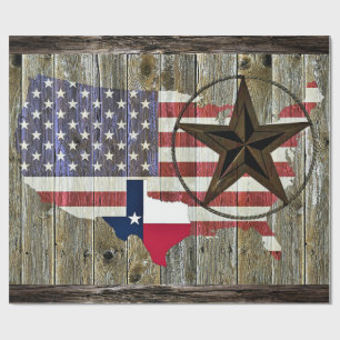 Texas Lone Star State Flag Map Wrapping Paper