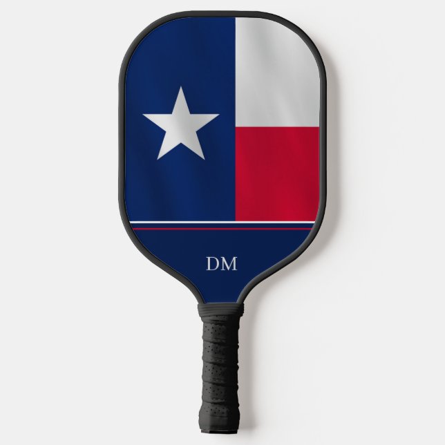 Texas Lone Star State Flag Monogram Pickleball Paddle (Back)