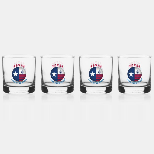 TEXAS LONE STAR STATE FLAG WHISKEY GLASS (Front)
