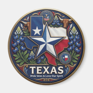 Texas Lone Star Symbols And State Pride ✦ Magnet