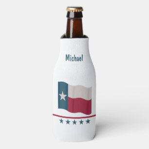 Texas Long Star Flag Name Personalised Bottle Cooler