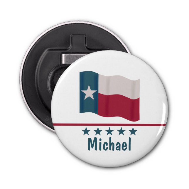 Texas Long Star Flag Name Personalised Bottle Opener (Front)