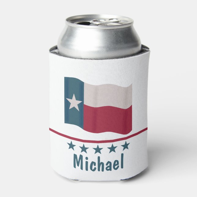 Texas Long Star Flag Name Personalised Can Cooler (Can Front)