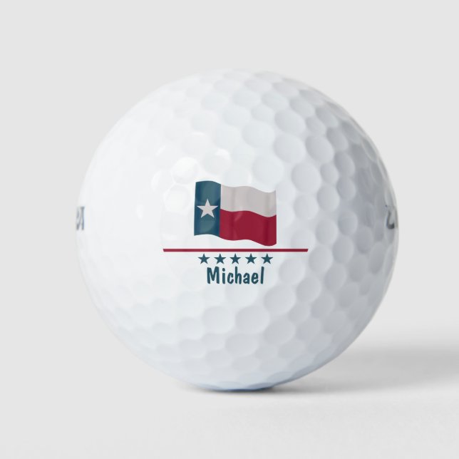Texas Long Star Flag Name Personalised Golf Balls (Front)
