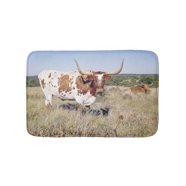 Texas Longhorn Breed (photo) Bath Mat (Front)