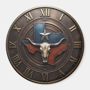 Texas Longhorn Bronze Flag Medallion Magnet