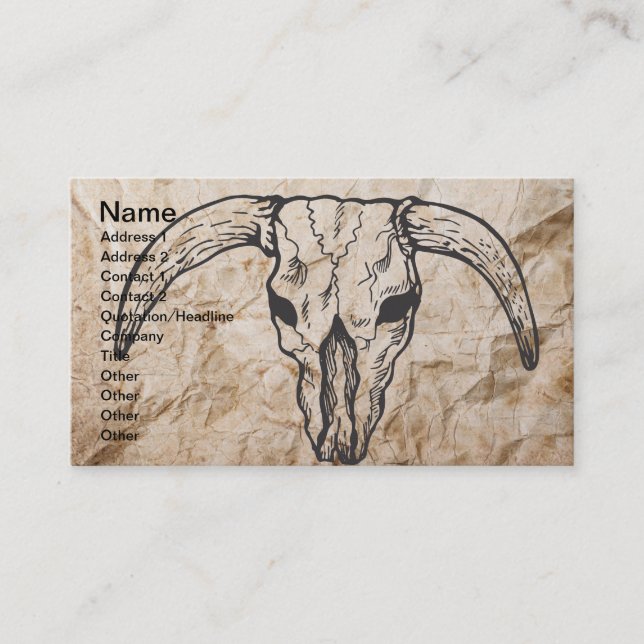Texas Longhorn Bull Skull Business Card (Front)
