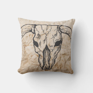 Texas Longhorn Bull Skull Cushion