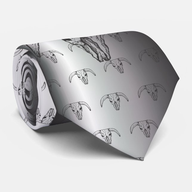 Texas Longhorn Bull Skull Tie (Rolled)