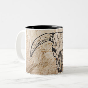 Texas Longhorn Bull Skull Two-Tone Coffee Mug