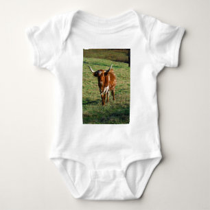 Texas Longhorn Cattle Cow  Photo Rustic Baby Bodysuit