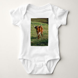 Texas Longhorn Cattle Cow  Photo Rustic Baby Bodysuit