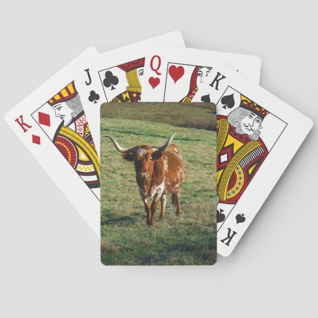 Texas Longhorn Cattle Cow  Photo Rustic Playing Cards (Back)