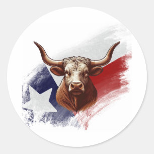 Texas longhorn cow classic round sticker