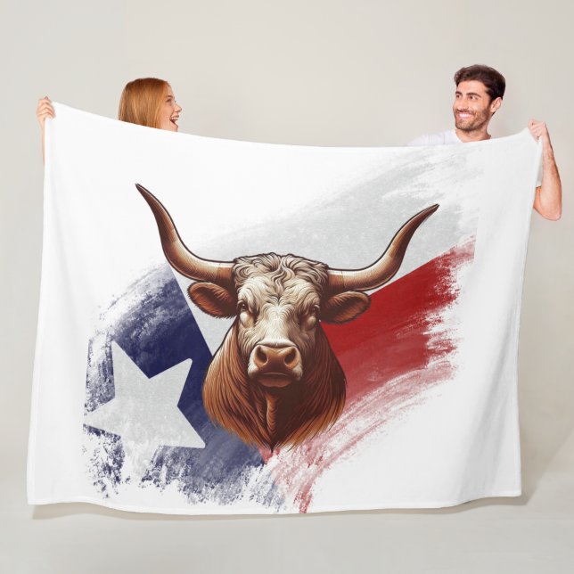 Texas longhorn cow fleece blanket (In Situ)