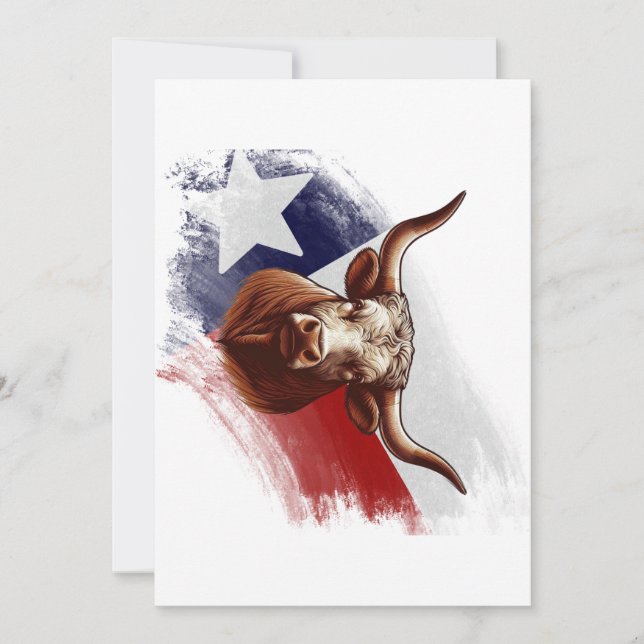 Texas longhorn cow holiday card (Front)