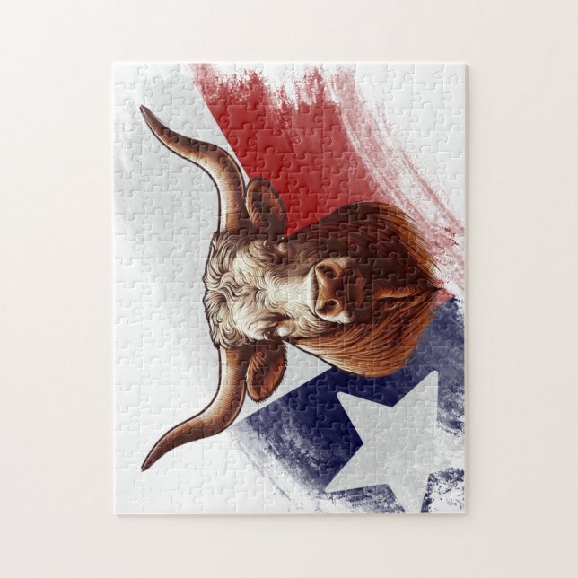 Texas longhorn cow jigsaw puzzle (Vertical)