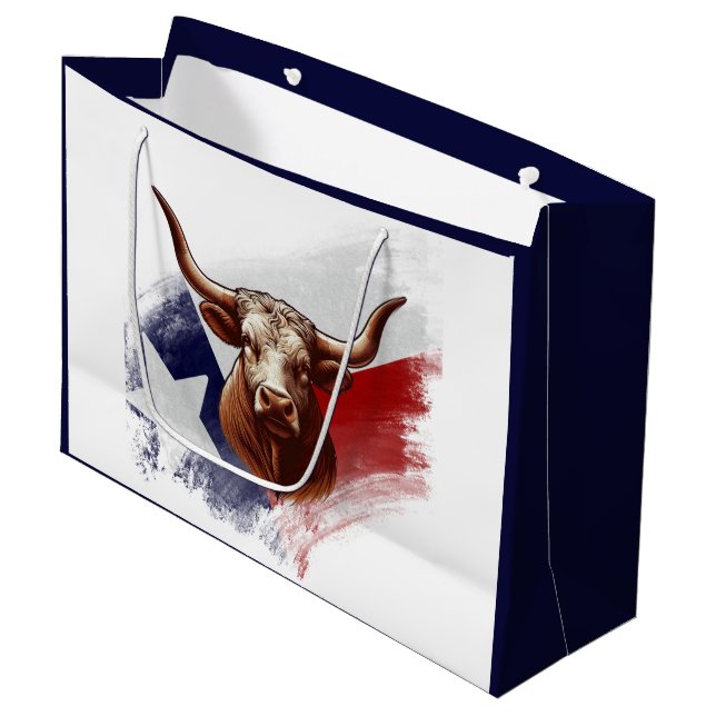 Texas longhorn cow large gift bag (Front Angled)