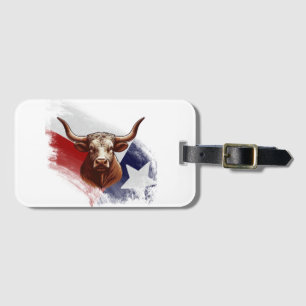 Texas longhorn cow luggage tag