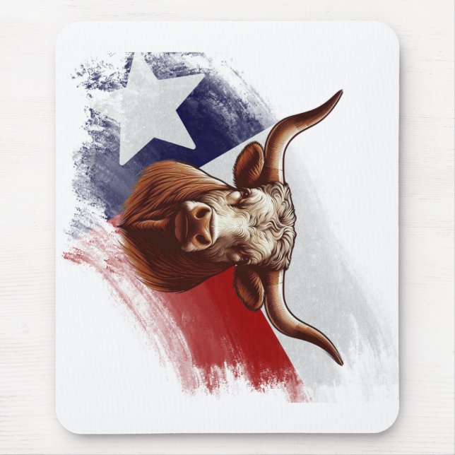Texas longhorn cow mouse mat (Front)