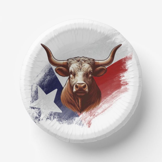 Texas longhorn cow paper plate (Front)