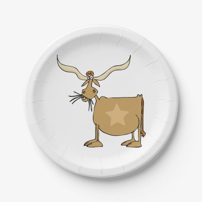 Texas Longhorn Cow Paper Plate (Front)