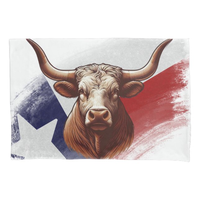 Texas longhorn cow pillowcase (Front)