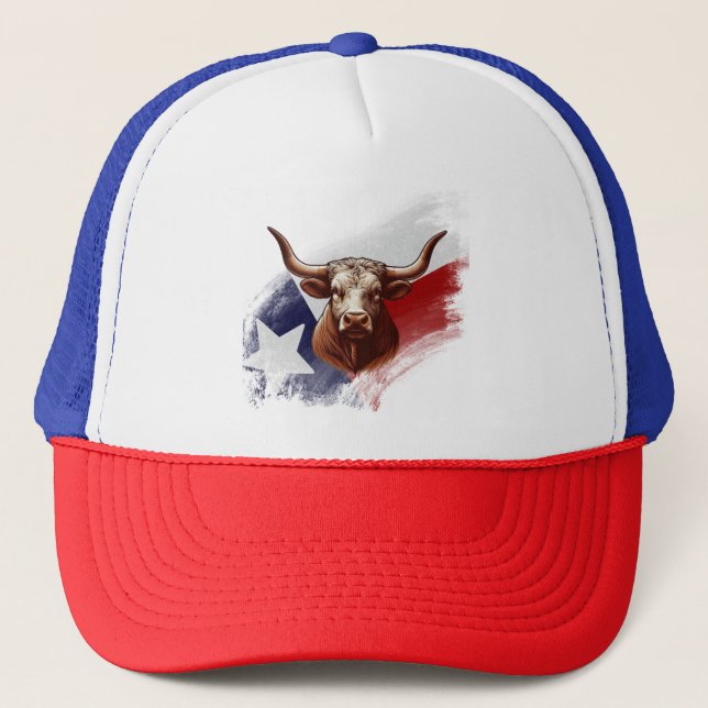 Texas longhorn cow trucker hat (Front)