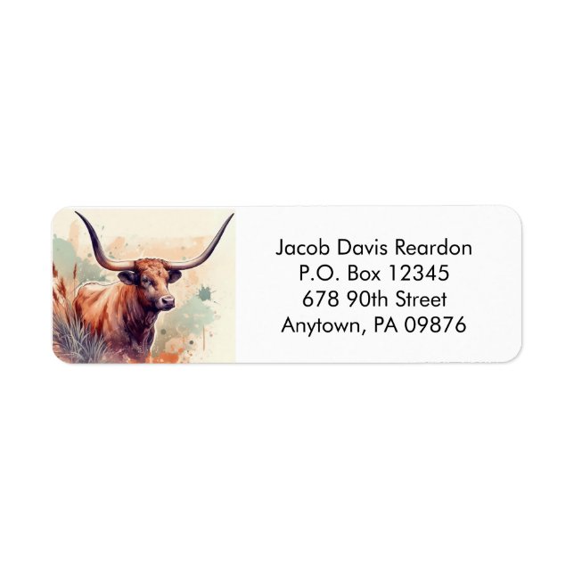 Texas Longhorn Return Address Label (Front)