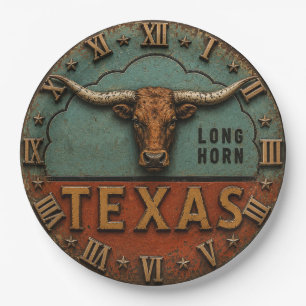 Texas Longhorn Rustic Western Paper Plate