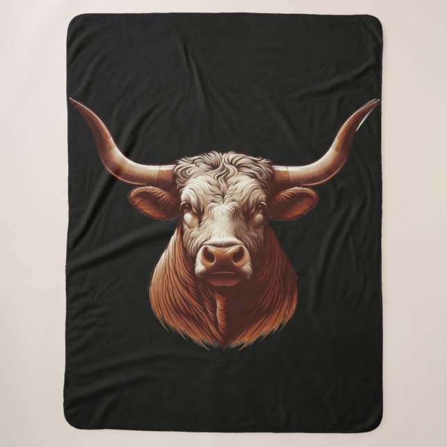 Texas Longhorn Sherpa Blanket (Front)