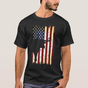 Texas Longhorn Silhouette American Flag 4th Of Jul T-Shirt