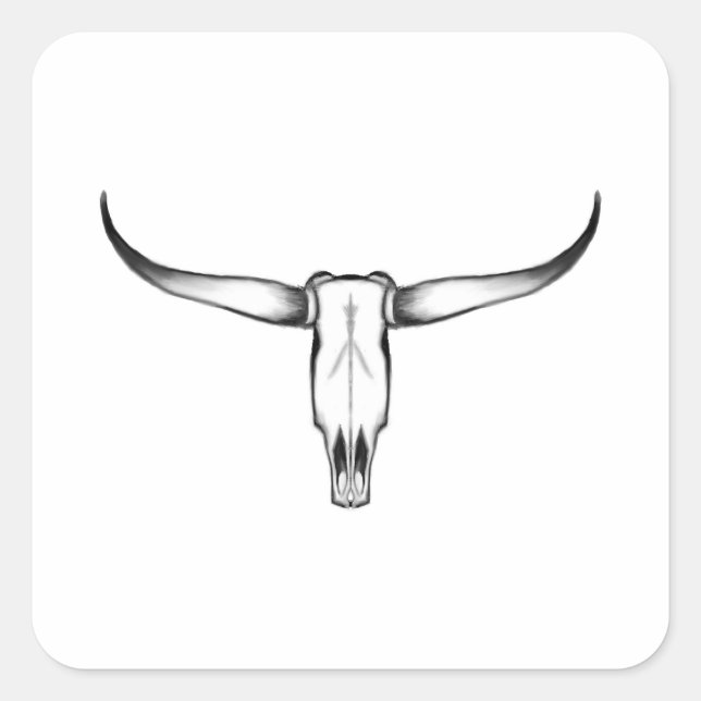Texas Longhorn Skull Pillow Square Sticker (Front)