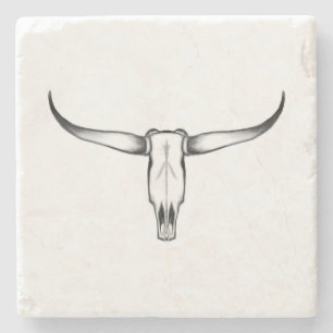 Texas Longhorn Skull Pillow Stone Coaster