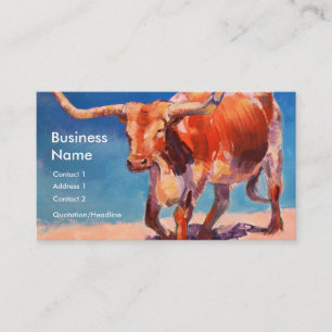 Texas Longhorn Steer Cow Painting Business Cards