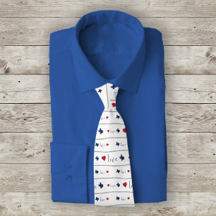 Texas Love and Hearts Pattern Tie