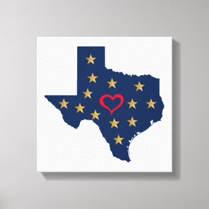 Texas Love and Shining Stars in the Lone Star Stat Canvas Print