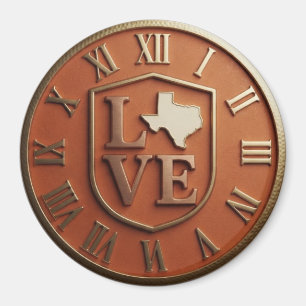 Texas Love Shield Orange Gold Magnet