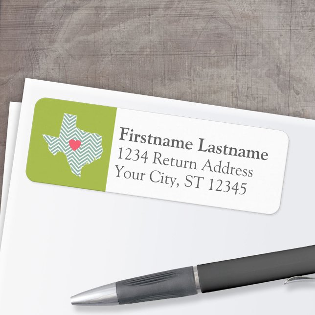 Texas Love with Custom Heart and Family Name (Custom Return Address Label)