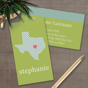Texas Love with Custom Heart and Family Name Business Card