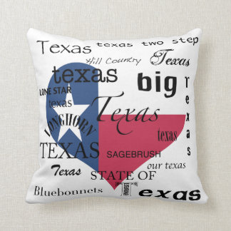 Texas Love-Word-cloud+Texas Heart Shaped Flag Cushion