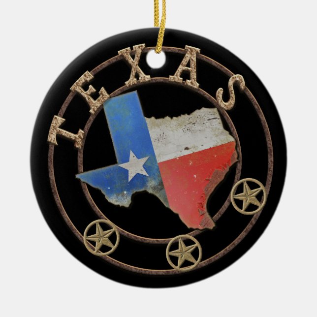 Texas Map Barn Art  Ceramic Tree Decoration (Front)