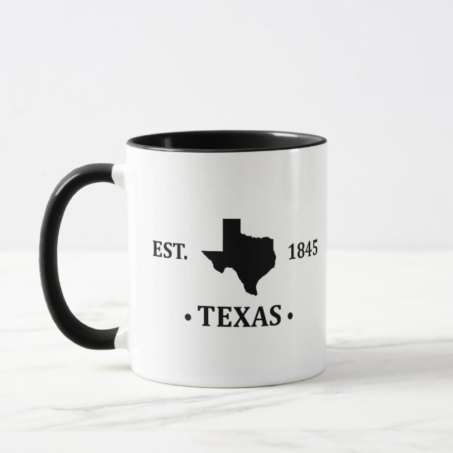 Texas map black the lone star state mug (Left)