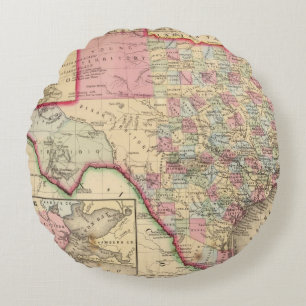 Texas Map by Mitchell Round Cushion