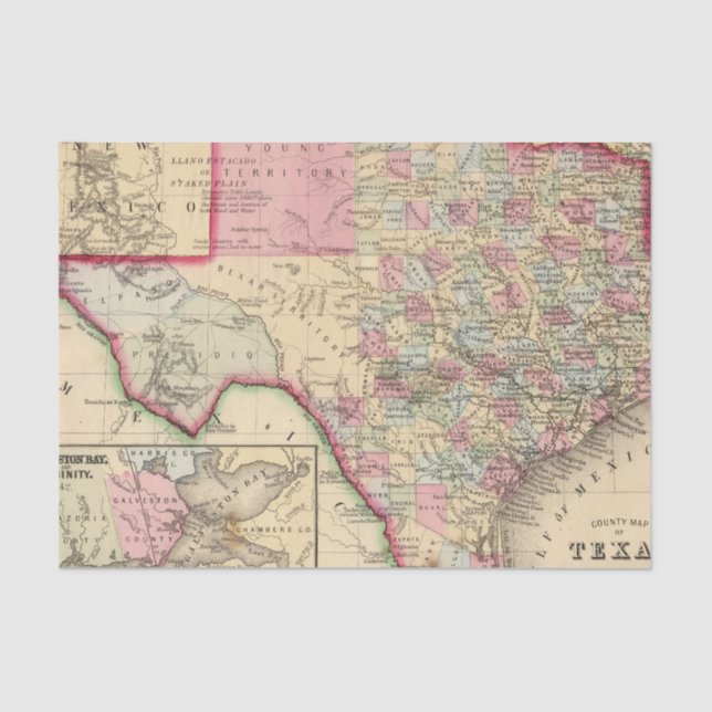 Texas Map by Mitchell Tissue Paper (Front)