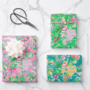 Texas Map Colourful Preppy Pattern Wrapping Paper Sheet